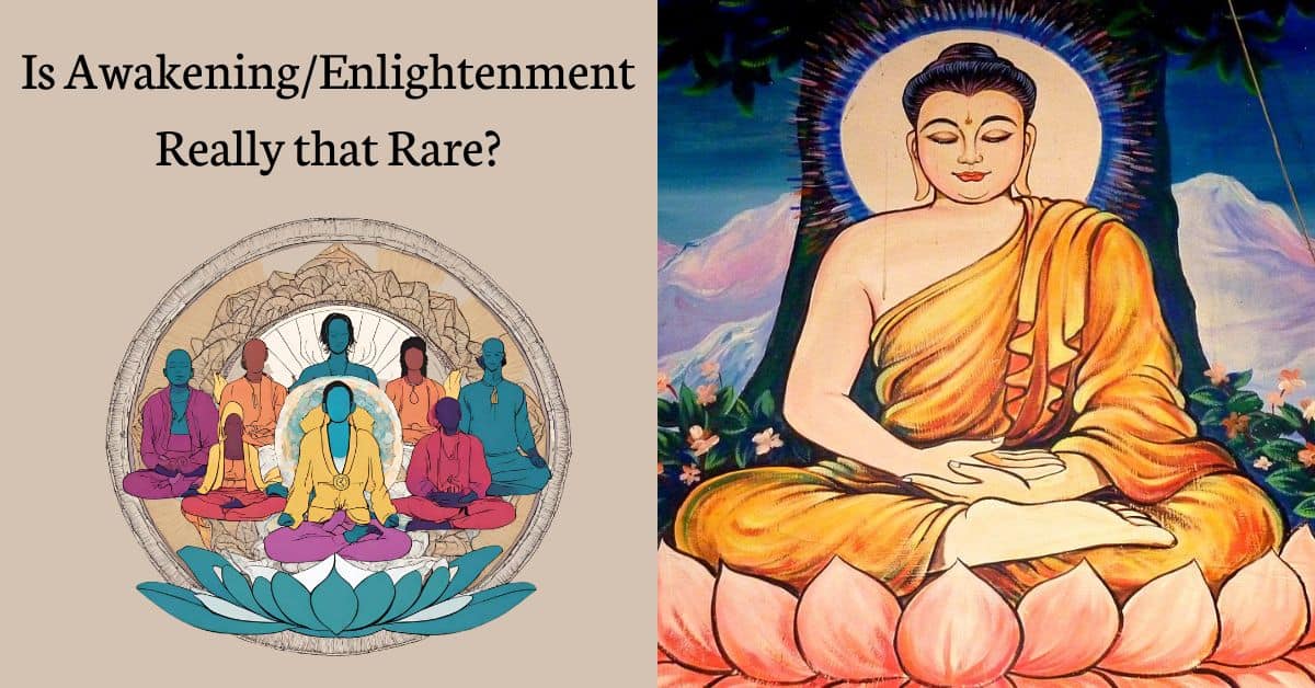 Buddha and people meditating. Is Awakening Enlightenment Rare Myth